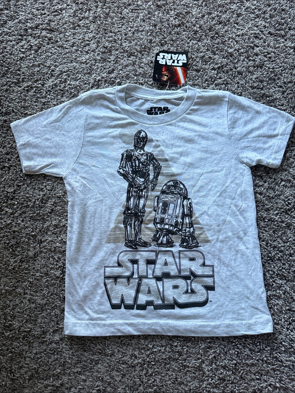 Star Wars White Kids Short Sleeve Tee with C-3PO & R2-D2 Graphic